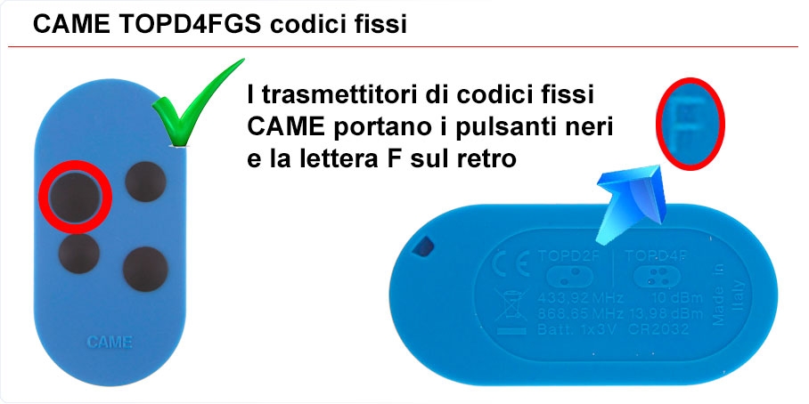 CAME codici fissi